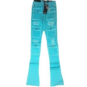 Doctrine Savant Super Stacked Jean Teal Size 30